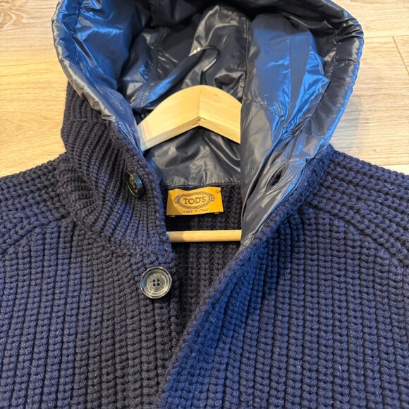 Tod's of Italy Men's Wool Hooded Button Down Cardigan Sweater, Size Small - Picture 3 of 8